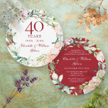 Invitation 40e anniversaire de Mariage de Ruby Garland Rose<br><div class="desc">Doté d'une délicate guirlande florale d'aquarelle,  ce 40e anniversaire botanique chic peut être personnalisé avec vos informations spéciales d'anniversaire de rubis. Au verso,  une guirlande fleurie assortie encadre vos dates d'anniversaire dans un élégant texte blanc sur un arrière - plan rouge rubis. Conçu par Thisisnotme©</div>