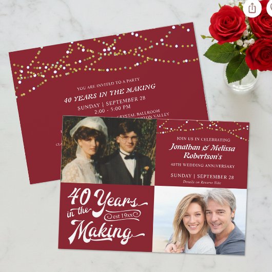 Invitation 40e anniversaire de mariage de Ruby, photos d'alor