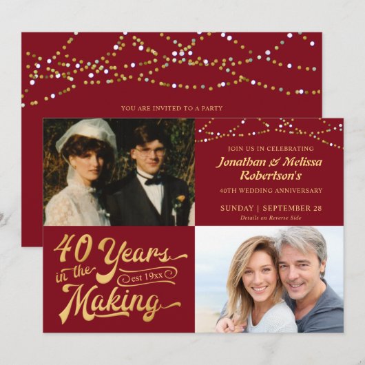 Invitation 40e anniversaire de mariage de Ruby, photos d'hier (Devant / Derrière)