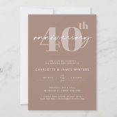 Invitation 40e anniversaire de mariage écriture beige minimal (Devant)