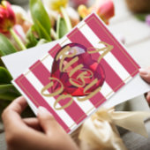 Invitation 40e anniversaire de mariage élégant rayé rouge