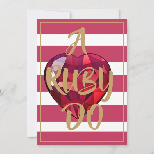 Invitation 40e anniversaire de mariage élégant rayé rouge (Devant)