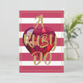 Invitation 40e anniversaire de mariage élégant rayé rouge (Debout devant)