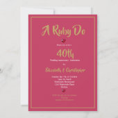 Invitation 40e anniversaire de mariage élégant rayé rouge (Dos)