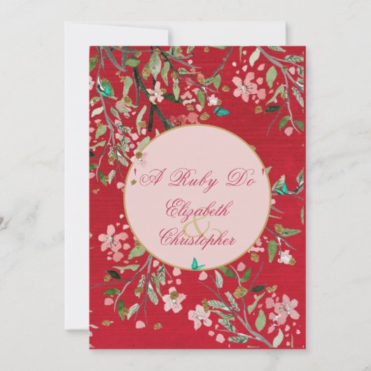 Invitation 40e Anniversaire de Mariage Fleurs Rouge A Ruby Do (Devant)