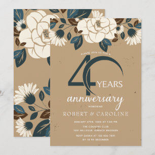 Invitation 40e anniversaire de mariage Floral Rustique