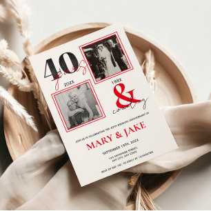 Invitation 40e anniversaire de mariage Hier & aujourd'hui 40 
