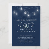 Invitation 40e anniversaire de mariage - Lumières de chaîne (Devant)