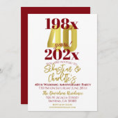 Invitation 40e anniversaire de Mariage Moderne (Devant / Derrière)
