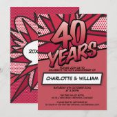 Invitation 40e anniversaire de mariage moderne et amusant (Devant / Derrière)