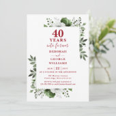 Invitation 40e anniversaire de mariage Monogramme floral de v (Debout devant)