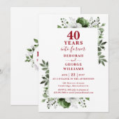 Invitation 40e anniversaire de mariage Monogramme floral de v (Devant / Derrière)