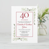 Invitation 40e anniversaire de mariage noces de rubis Photo d (Debout devant)
