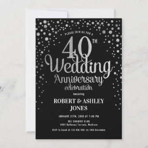Invitation 40e anniversaire de mariage - Noir & Argent