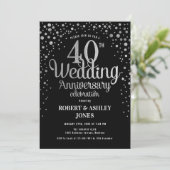 Invitation 40e anniversaire de mariage - Noir et argent (Debout devant)