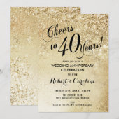 Invitation 40e anniversaire de mariage or (Devant / Derrière)