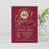 Invitation 40e anniversaire de mariage or rouge rubis (Debout devant)