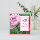 Invitation 40e anniversaire de mariage Pink Peony (Debout devant)