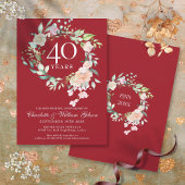 Invitation 40e anniversaire de Mariage Rose Garland Ruby