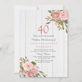 Invitation 40e anniversaire de mariage Rose Gold White Blush (Devant)