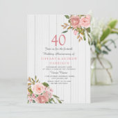 Invitation 40e anniversaire de mariage Rose Gold White Blush (Debout devant)