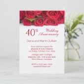 Invitation 40e anniversaire de mariage rose rouge élégant (Debout devant)