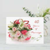 Invitation 40e anniversaire de mariage.  Roses et lys (Debout devant)