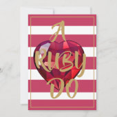 Invitation 40e Anniversaire de Mariage Rouge Rayé Élégant (Devant)