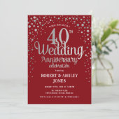 Invitation 40e anniversaire de mariage - Rouge rubis & Argent (Debout devant)