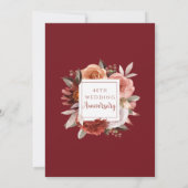 Invitation 40e anniversaire de mariage Rouge Rubis, florale r (Dos)
