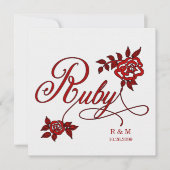 Invitation 40e anniversaire de mariage rubis avec date et ini (Devant)