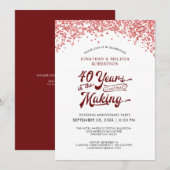 Invitation 40e anniversaire de mariage Rubis Confetti (Devant / Derrière)