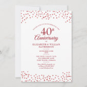 Invitation 40e anniversaire de mariage Rubis Confettis de coe (Devant)