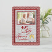 Invitation 40e anniversaire de mariage rubis Damask (Debout devant)