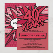 Invitation 40e anniversaire de mariage rubis Fun Moderne (Devant / Derrière)