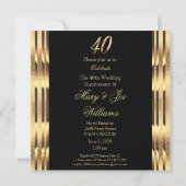 Invitation 40e anniversaire de mariage Rubis Noir et Or (Dos)