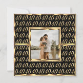 Invitation 40e anniversaire de mariage Rubis Noir et Or (Devant)