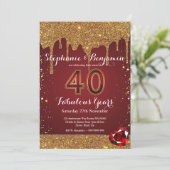 Invitation 40e Anniversaire de Mariage Rubis Paillettes qui C (Debout devant)