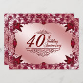 Invitation 40e anniversaire de mariage Ruby 5,5x7, (Devant / Derrière)
