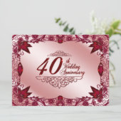 Invitation 40e anniversaire de mariage Ruby 5,5x7, (Debout devant)