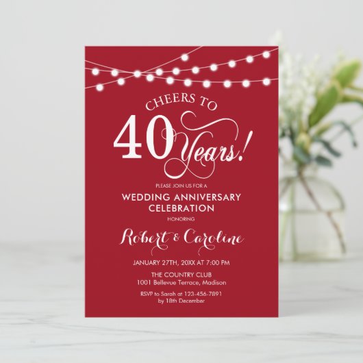 Invitation 40e anniversaire de mariage Ruby Red (Debout devant)