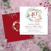 Invitation 40e anniversaire de Mariage Ruby Roses Floral