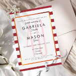 Invitation 40e anniversaire de Mariage Ruby Stripe Art Déco<br><div class="desc">Avec un rubis classique et un arrière - plan rayé blanc,  cet élégant 40ème anniversaire de mariage de rubis présente une élégante bordure en feuille de rubis encadrant vos détails de fête du 40ème anniversaire dans une typographie chic sur un élégant 40. Conçu par Thisisnotme©</div>