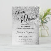 Invitation 40e anniversaire de mariage surprise - Argenté (Debout devant)