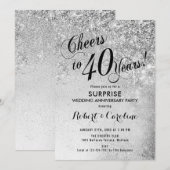 Invitation 40e anniversaire de mariage surprise - Argenté (Devant / Derrière)