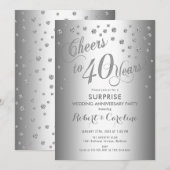 Invitation 40e anniversaire de mariage surprise - Argenté (Devant / Derrière)