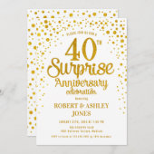 Invitation 40e anniversaire de mariage surprise - Or et Blanc (Devant / Derrière)