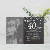 Invitation 40e anniversaire de mariage tableau noir argent (Debout devant)