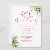 Invitation 40e Anniversaire de Mariage Verdure Script Ruby (Devant)