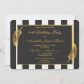 Invitation 40e Anniversaire de plumes d'or sur bandes blanche (Dos)